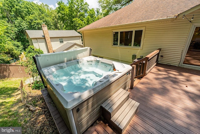 7913 Double Creek Ct, Springfield, VA 22153 - wooden terrace featuring a hot tub