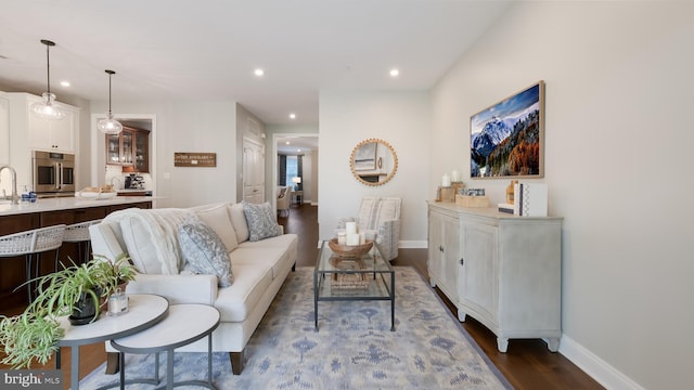 274 W Ashland St, Doylestown, PA 18901 - living room featuring wood finished floors and recessed lighting