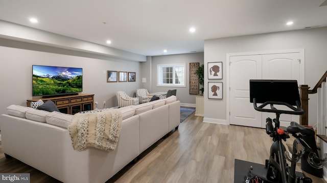 274 W Ashland St, Doylestown, PA 18901 - living room with light wood-type flooring and recessed lighting