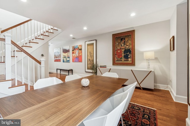 425 16th St SE, Washington, DC 20003 - dining room featuring stairs, wood finished floors, and recessed lighting