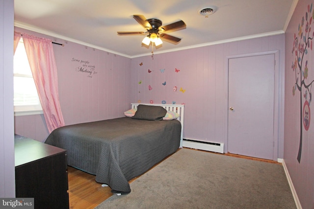 311 Norman Dr, Newark, DE 19702 - bedroom with a baseboard heating unit, crown molding, and ceiling fan