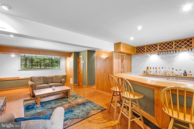 46 Grassy Lake Rd, Shamong, NJ 08088 - indoor wet bar with wood finished floors and recessed lighting