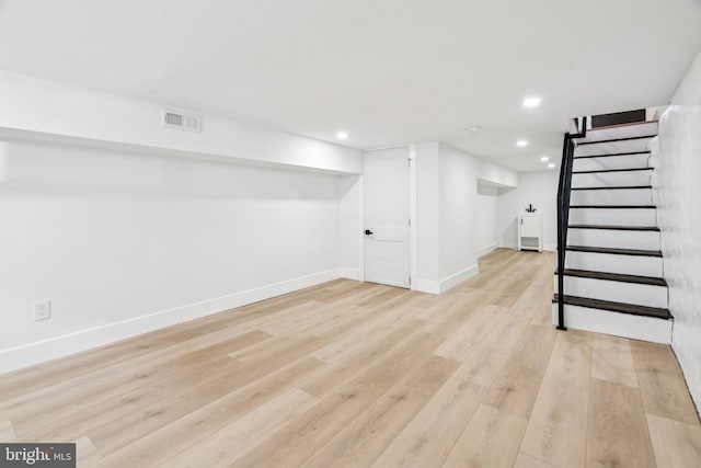 1835 Dudley St, Philadelphia, PA 19145 - finished basement featuring stairs, recessed lighting, and light wood-style flooring
