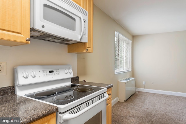 1009 Chillum Rd Unit 305, Hyattsville, MD 20782 - kitchen with white appliances, dark countertops, and light colored carpet