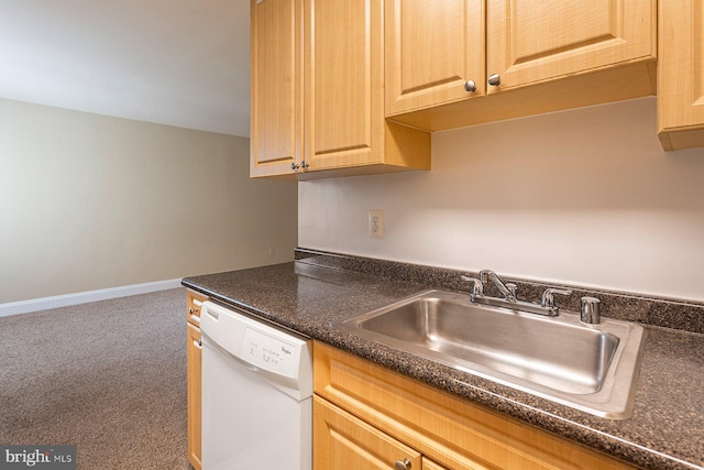 1009 Chillum Rd Unit 305, Hyattsville, MD 20782 - kitchen with dishwasher, dark countertops, and carpet flooring