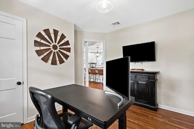 126 Woodview Dr, Doylestown, PA 18901 - office area featuring baseboards and dark wood-type flooring