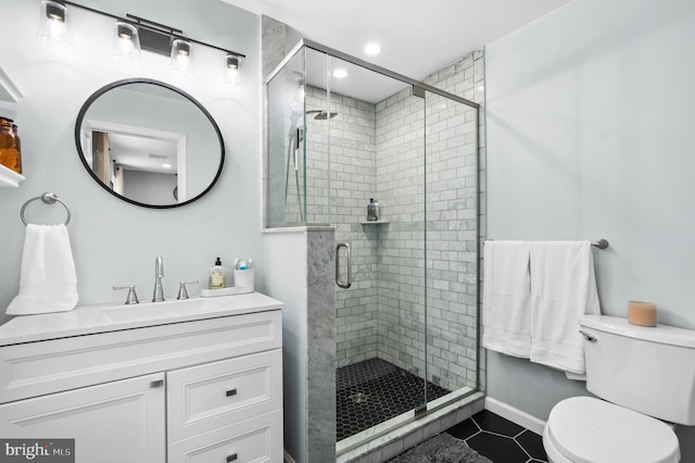 126 Woodview Dr, Doylestown, PA 18901 - full bathroom with tile patterned flooring, vanity, and a shower stall