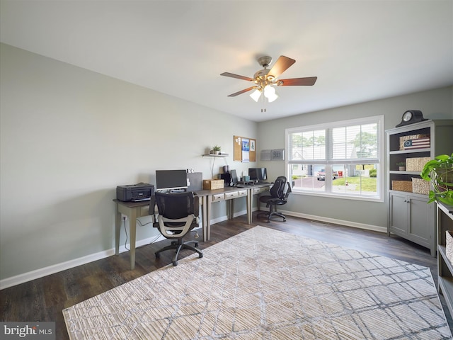 101 Carrera Ct, Inwood, WV 25428 - home office featuring a ceiling fan and wood finished floors
