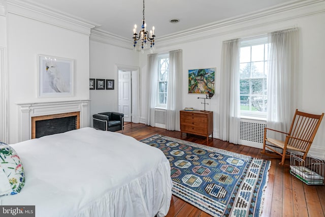 15 Hodge Rd, Princeton, NJ 08540 - bedroom featuring a chandelier, hardwood / wood-style flooring, multiple windows, and ornamental molding