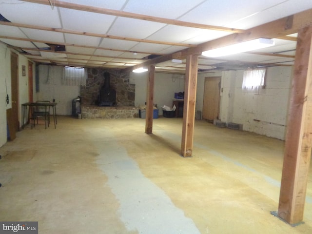 4350 Back Maitland Rd, Mcclure, PA 17841 - below grade area featuring a wood stove