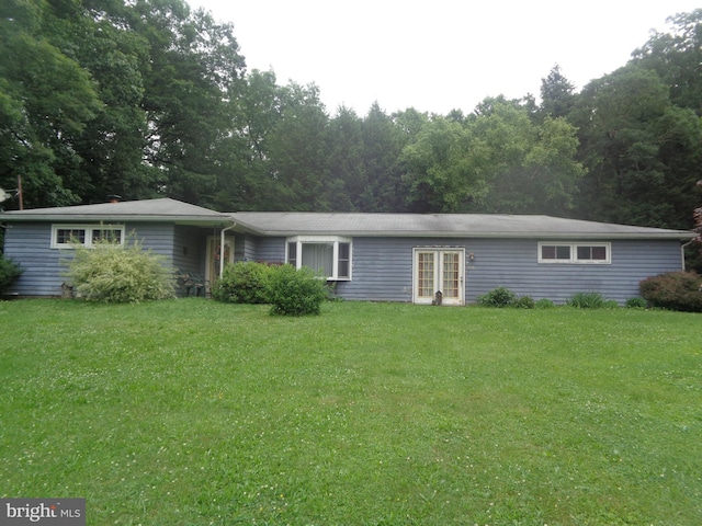 4350 Back Maitland Rd, Mcclure, PA 17841 - ranch-style home with a front lawn and french doors