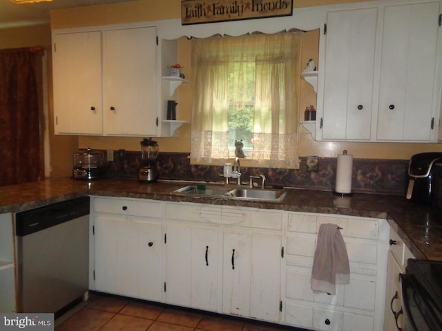 4350 Back Maitland Rd, Mcclure, PA 17841 - kitchen with open shelves, dishwasher, white cabinets, and dark countertops