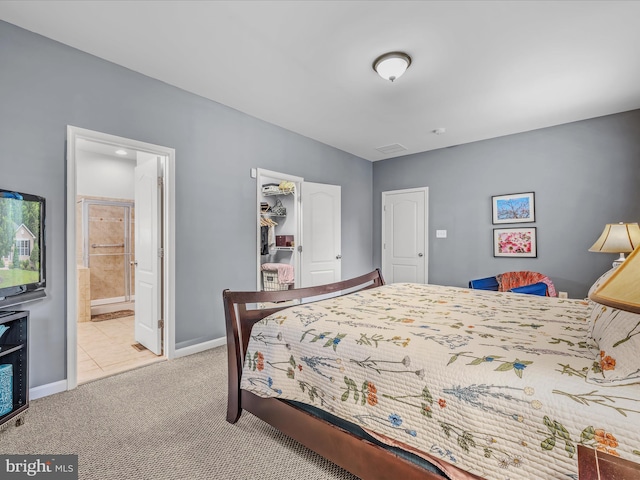 158 Dinwiddie Way, Kearneysville, WV 25430 - tiled bedroom with carpet flooring, a closet, connected bathroom, and a spacious closet
