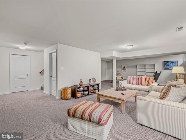 158 Dinwiddie Way, Kearneysville, WV 25430 - carpeted living room with baseboards and stairs