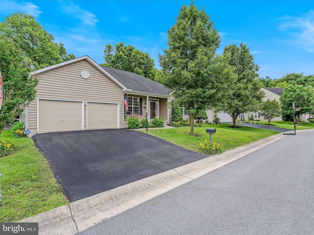 158 Dinwiddie Way, Kearneysville, WV 25430 - view of front of home featuring a front lawn, driveway, a garage, and a porch