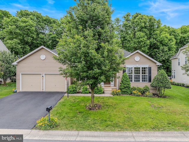 158 Dinwiddie Way, Kearneysville, WV 25430 - view of front facade with asphalt driveway, a front lawn, and a garage