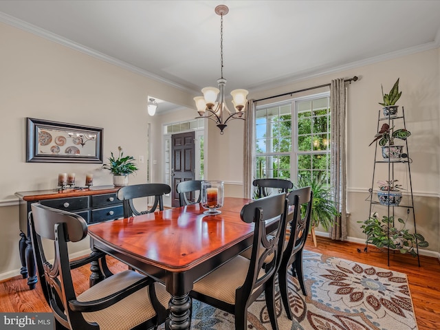 158 Dinwiddie Way, Kearneysville, WV 25430 - dining area featuring a chandelier, ornamental molding, and wood finished floors