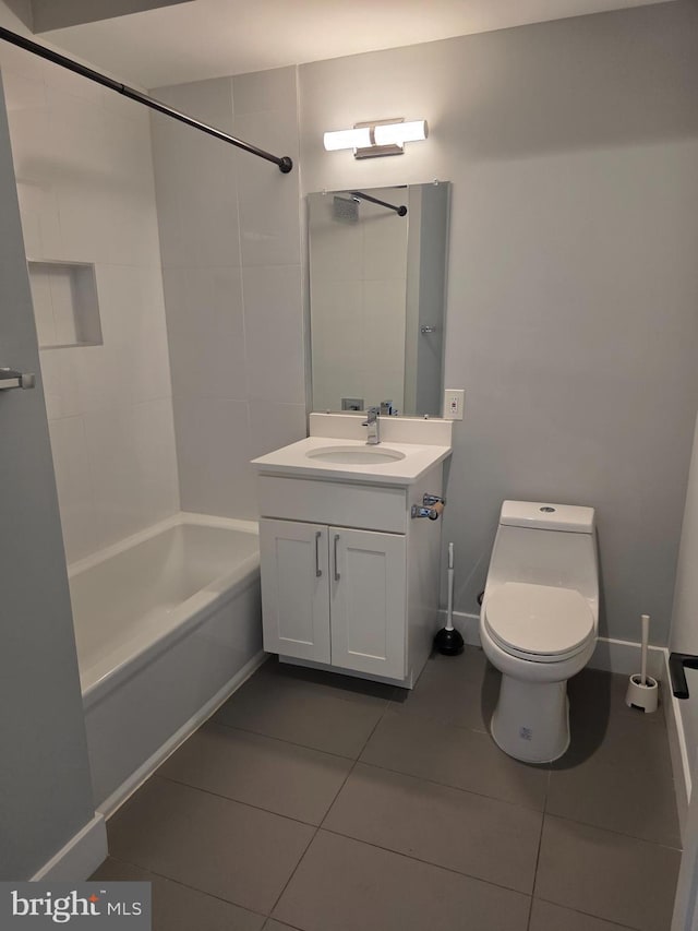 1101 Fern St NW Unit 301, Washington, DC 20012 - bathroom with vanity, tile patterned floors, and shower / tub combination