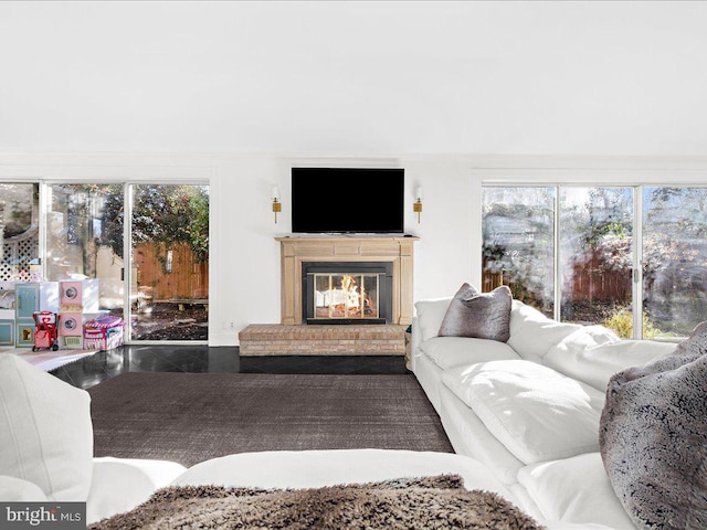 4332 N Charles St, Baltimore, MD 21218 - living room with granite tiled floors and a fireplace