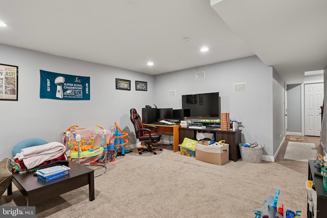 31 Hoag Ln, Aston, PA 19014 - game room featuring a desk, recessed lighting, and carpet