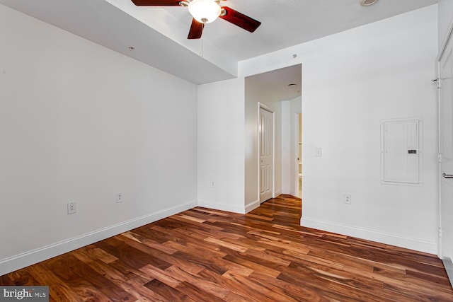 3650 S Glebe Rd Unit 239, Arlington, VA 22202 - empty room featuring electric panel, a ceiling fan, and wood finished floors