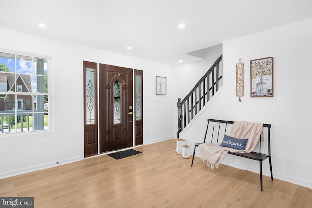 2910 Georgia Ave, Halethorpe, MD 21227 - entrance foyer with wood finished floors, plenty of natural light, recessed lighting, and stairway