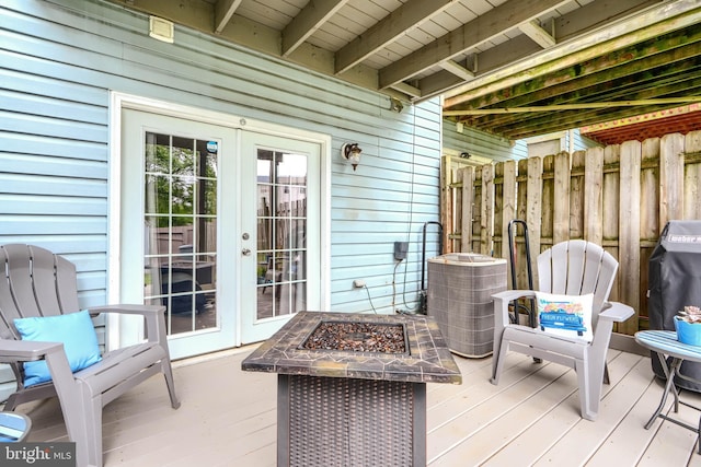840 W Spring Meadow Ct, Edgewood, MD 21040 - deck with a fire pit and french doors