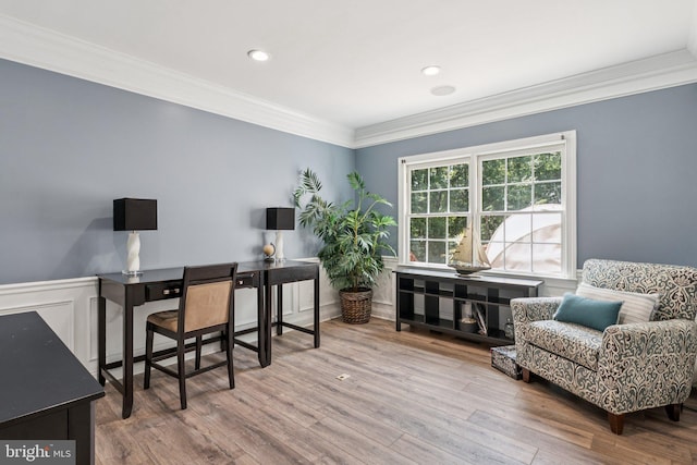1508 Cornerstone Ct, Crownsville, MD 21032 - office space with crown molding, wood finished floors, and recessed lighting
