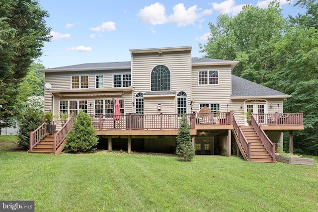 1508 Cornerstone Ct, Crownsville, MD 21032 - back of house featuring stairs, a deck, and a lawn