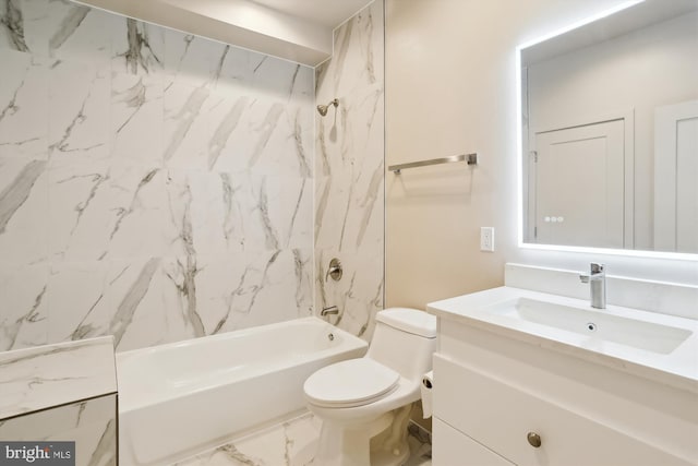 4900 D St SE, Washington, DC 20019 - bathroom featuring vanity, bathtub / shower combination, and marble look tile flooring