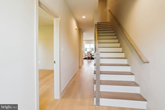 4900 D St SE, Washington, DC 20019 - staircase featuring wood finished floors and recessed lighting