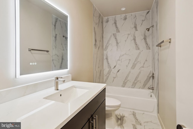 4900 D St SE, Washington, DC 20019 - bathroom featuring vanity, marble look tiles, and bathtub / shower combination