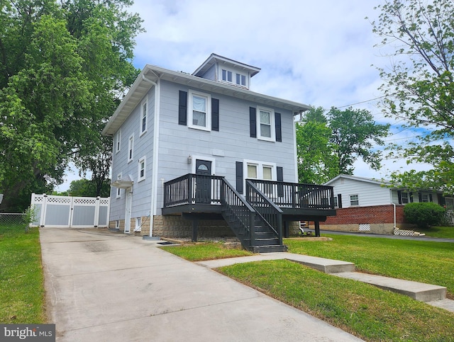370 Nicholson Rd, Baltimore, MD 21221 - american foursquare style home with a gate, a deck, and driveway