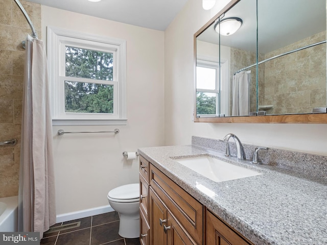 110 Wembley Rd, Wilmington, DE 19808 - bathroom with vanity, tile patterned flooring, and shower / tub combo with curtain