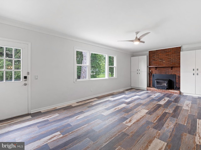 110 Wembley Rd, Wilmington, DE 19808 - unfurnished living room with wood finished floors, ornamental molding, and a ceiling fan