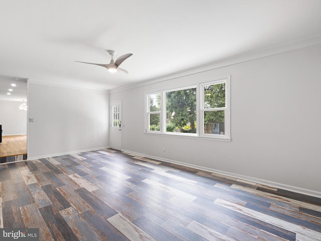 110 Wembley Rd, Wilmington, DE 19808 - empty room featuring ornamental molding, wood finished floors, and a ceiling fan