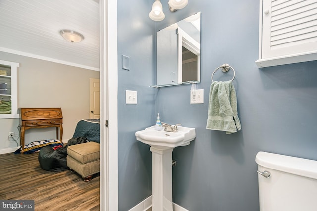 108 W Center St, Kitzmiller, MD 21538 - half bathroom with wood finished floors and ornamental molding