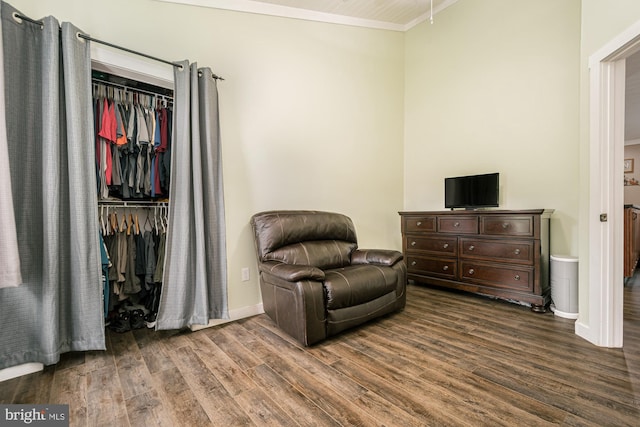 108 W Center St, Kitzmiller, MD 21538 - living area with dark wood-type flooring and crown molding