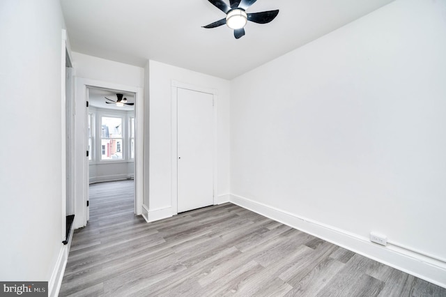 1354 Green St, Reading, PA 19604 - unfurnished bedroom with light wood-type flooring, a closet, and ceiling fan