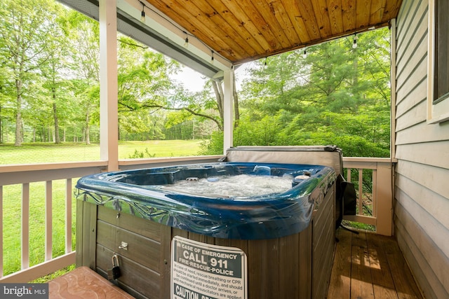 60 Barbaras Way, Mc Henry, MD 21541 - wooden terrace featuring a hot tub and a lawn