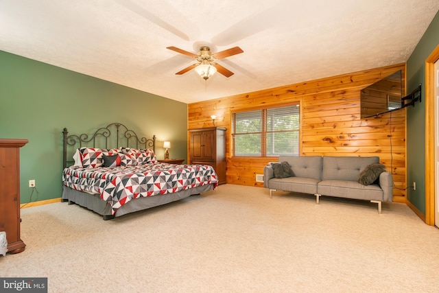 60 Barbaras Way, Mc Henry, MD 21541 - carpeted bedroom featuring wooden walls and ceiling fan