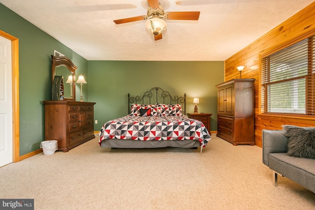 60 Barbaras Way, Mc Henry, MD 21541 - carpeted bedroom with wood walls and ceiling fan