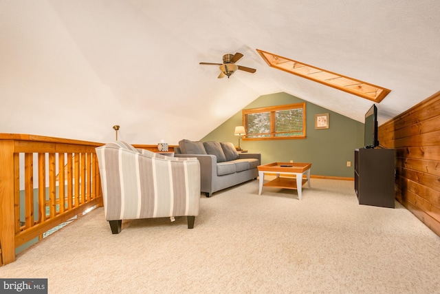 60 Barbaras Way, Mc Henry, MD 21541 - carpeted living room with a ceiling fan and lofted ceiling