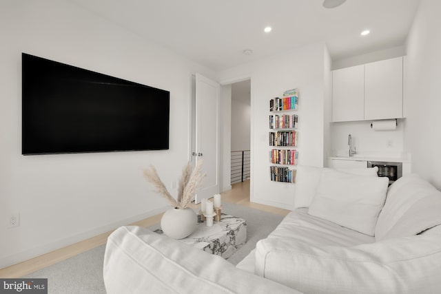 146 S St NW Unit B, Washington, DC 20001 - living area with wet bar, recessed lighting, and light wood finished floors