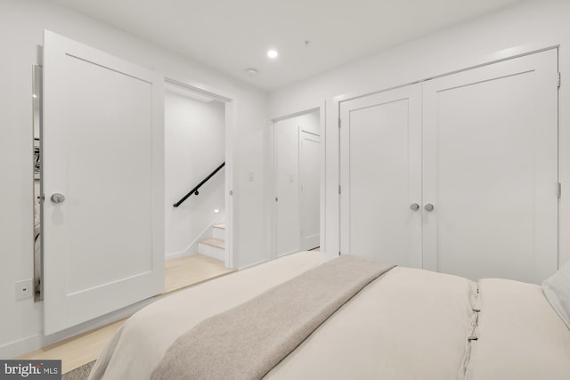 146 S St NW Unit B, Washington, DC 20001 - bedroom with a closet, light wood-style flooring, recessed lighting, and ensuite bathroom