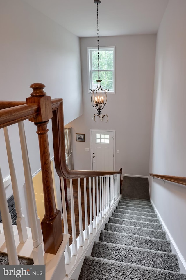 36 Elm Ct, Lancaster, PA 17603 - stairway with a chandelier and carpet flooring