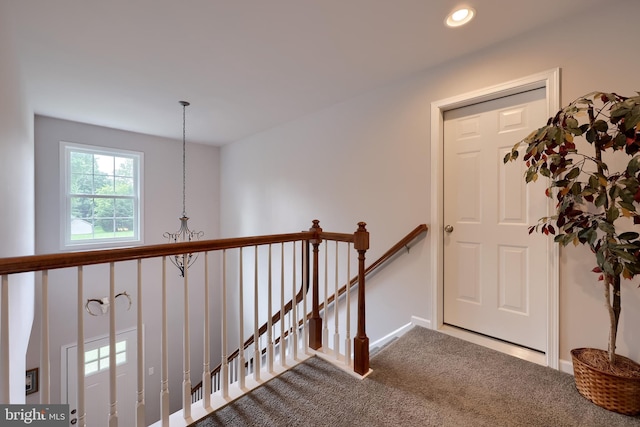 36 Elm Ct, Lancaster, PA 17603 - corridor with an upstairs landing, carpet floors, and recessed lighting
