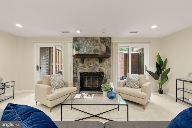 1937 Hickory Hill Ln, Silver Spring, MD 20906 - carpeted living area with a fireplace and recessed lighting