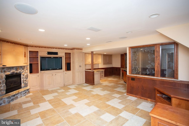 5 Hidden Hollow Dr, Hamilton, NJ 08620 - unfurnished living room featuring a fireplace and recessed lighting