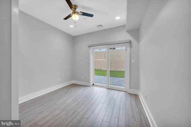 144 Levering St, Philadelphia, PA 19127 - unfurnished room with a ceiling fan, wood finished floors, and recessed lighting